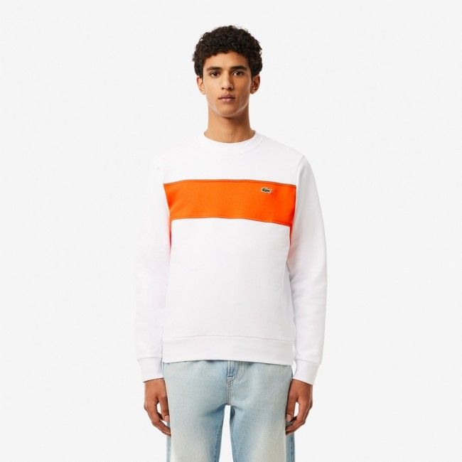 Sudadera Lacoste Hombre Blanca y Naranja