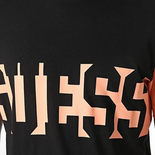 Camiseta Guess Hombre Negra y Naranja