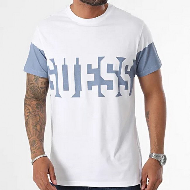 Camiseta Guess Hombre Blanca y Azul