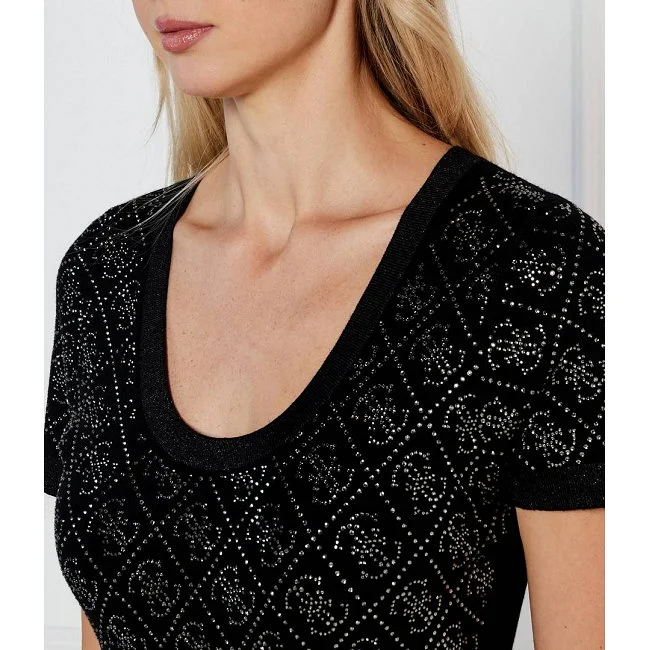 Vestido Guess Mujer Negro Pedrería Vestido Guess Mujer Negro Pedrería