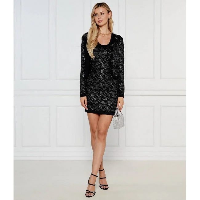 Vestido Guess Mujer Negro Pedrería Vestido Guess Mujer Negro Pedrería