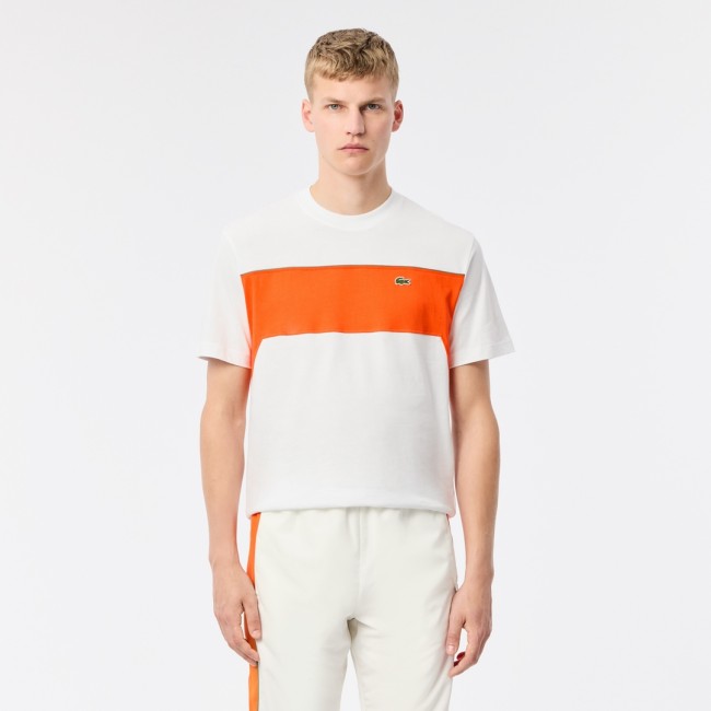 Camiseta Lacoste Hombre Blanca y Naranja