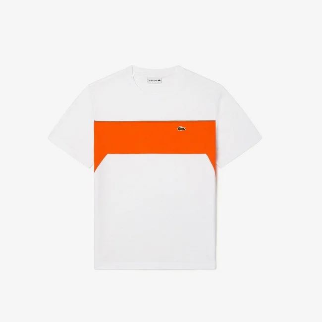 Camiseta Lacoste Hombre Blanca y Naranja