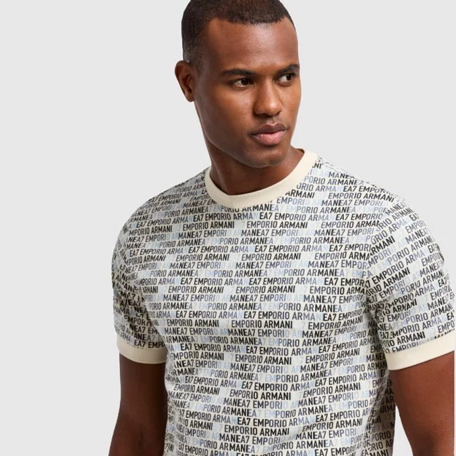 Camiseta Armani Estampados Crema Hombre