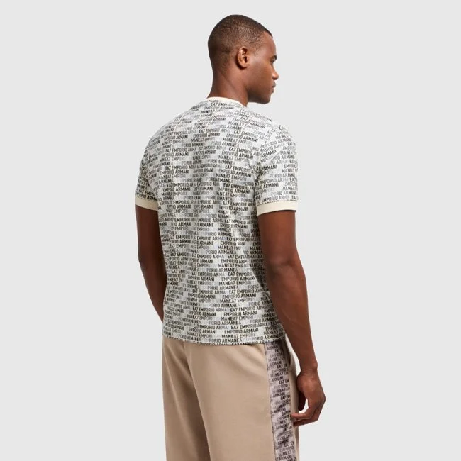 Camiseta Armani Estampados Crema Hombre