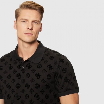 Polo Guess Negro Hombre 4G 2