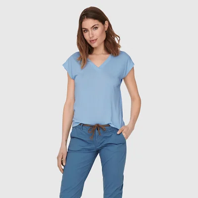 Camiseta Only Azul Mujer