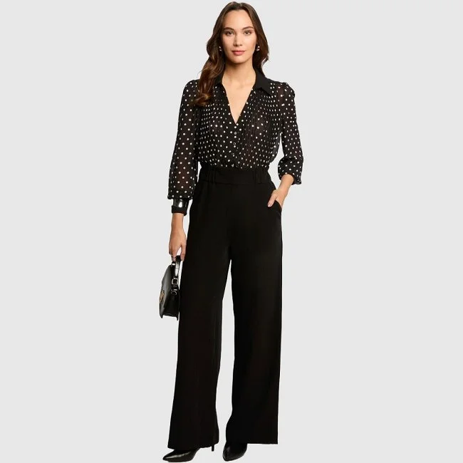 Camisa Morgan Negra puntos Blancos Mujer Camisa Morgan Negra puntos Blancos Mujer
