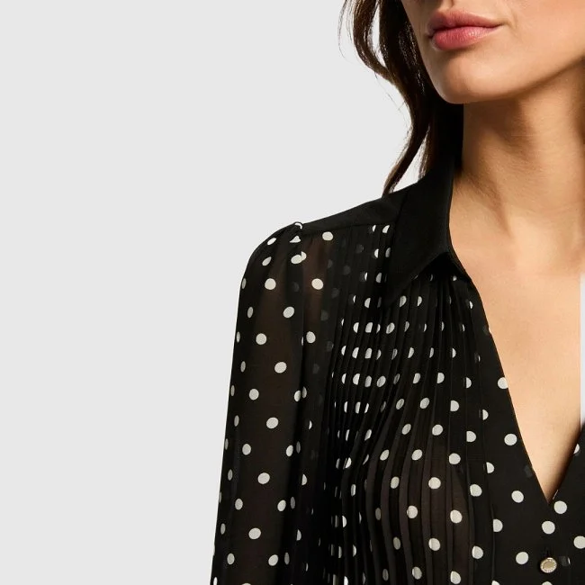Camisa Morgan Negra puntos Blancos Mujer Camisa Morgan Negra puntos Blancos Mujer