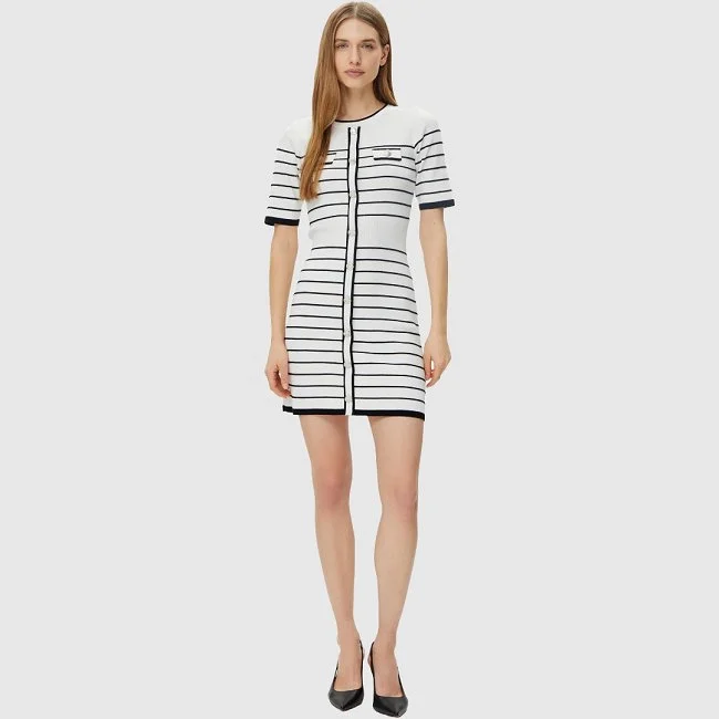 Vestido Morgan Mujer Blanco Rayas Negras Vestido Morgan Mujer Blanco Rayas Negras