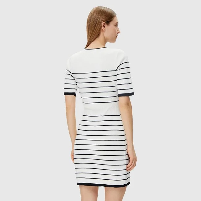 Vestido Morgan Mujer Blanco Rayas Negras Vestido Morgan Mujer Blanco Rayas Negras
