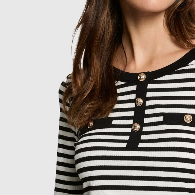 Camisa Morgan Blanca y Negra Mujer Camisa Morgan Blanca y Negra Mujer