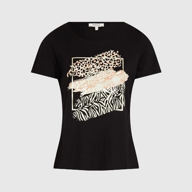Camiseta Morgan Negra Mujer Camiseta Morgan Negra Mujer