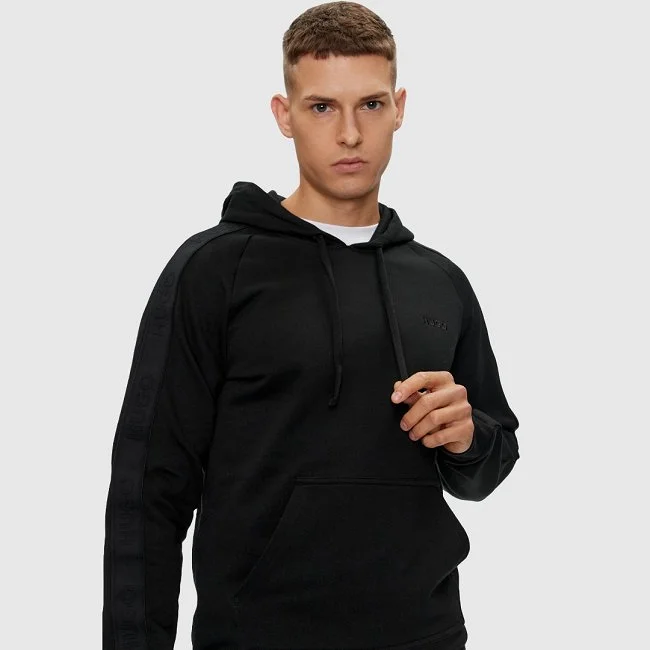 Sudadera Hugo Negra Capucha Hombre