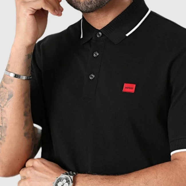 Polo Hugo Negro Hombre
