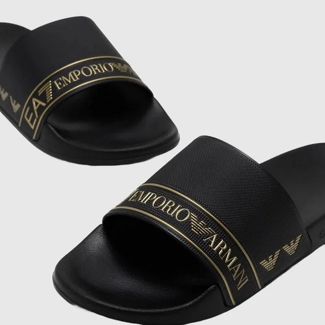 Chanclas Armani Negras y Doradas Hombre