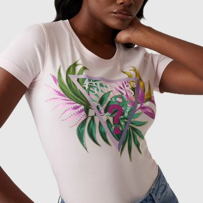 Camiseta Guess Rosa Mujer