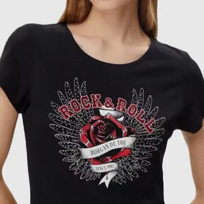 Camiseta Morgan Negra Mujer...