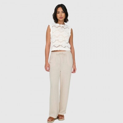 Pantalón ONLY Beige Mujer 2