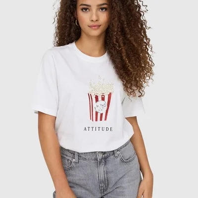 Camiseta ONLY Blanca Mujer