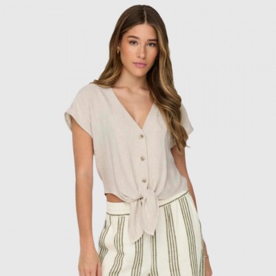 Camiseta ONLY Beige Mujer 2