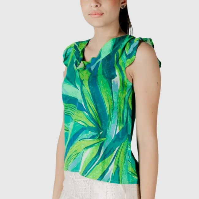 Camiseta ONLY Verde Estampado Mujer