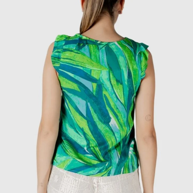 Camiseta ONLY Verde Estampado Mujer