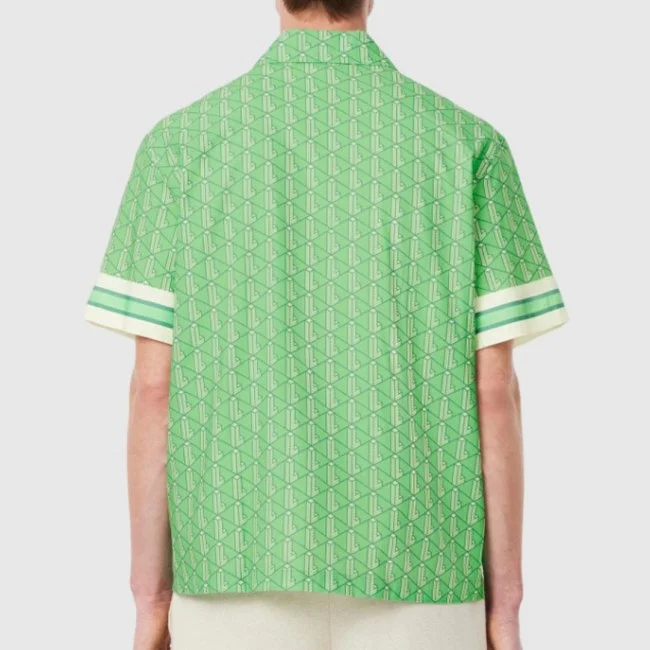 Camisa Lacoste Verde Estampada Hombre