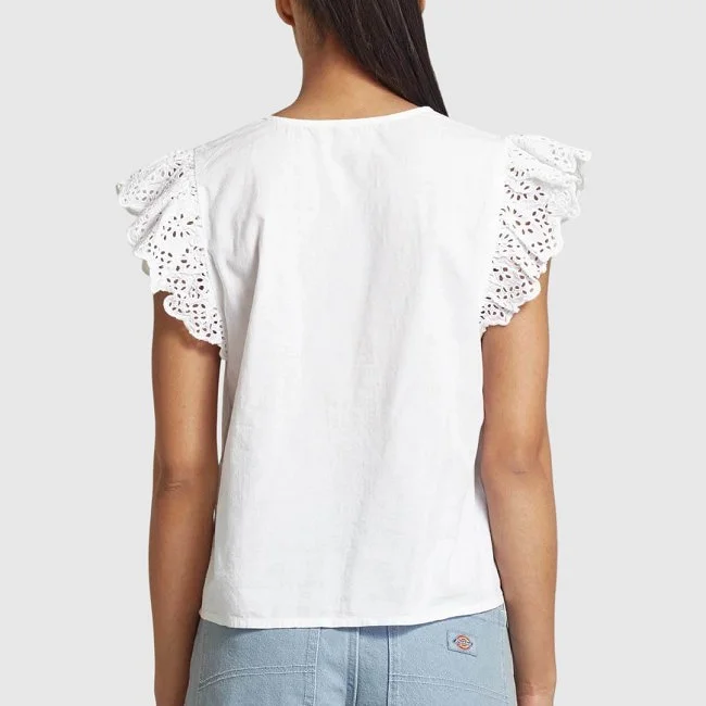 Camiseta ONLY Blanca Mujer Manga Encaje