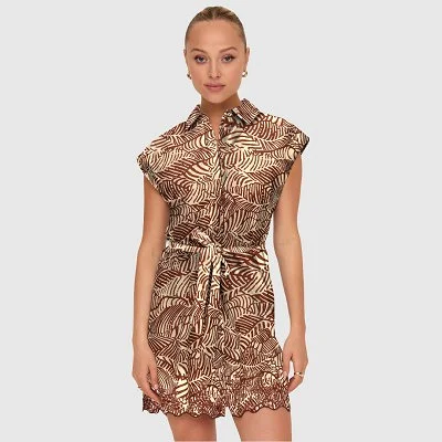 Vestido ONLY Beige y Rojo...