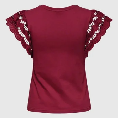 Camiseta ONLY Burdeos Mujer... 2