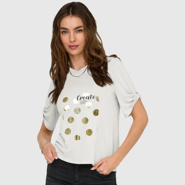 Camiseta ONLY Beige Mujer