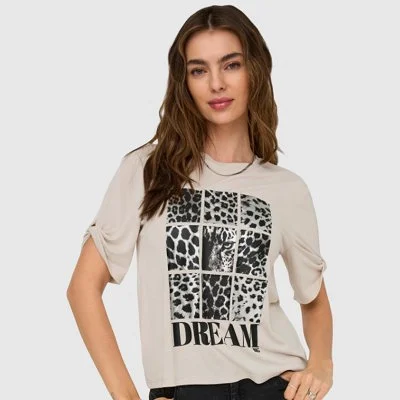 Camiseta ONLY Beige Mujer 2