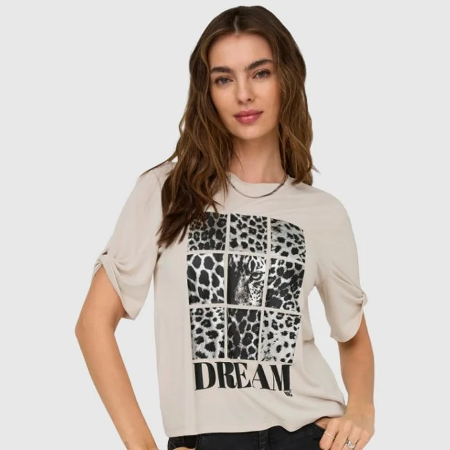 Camiseta ONLY Beige Mujer