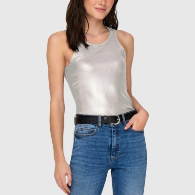 Camiseta ONLY Plateada Mujer