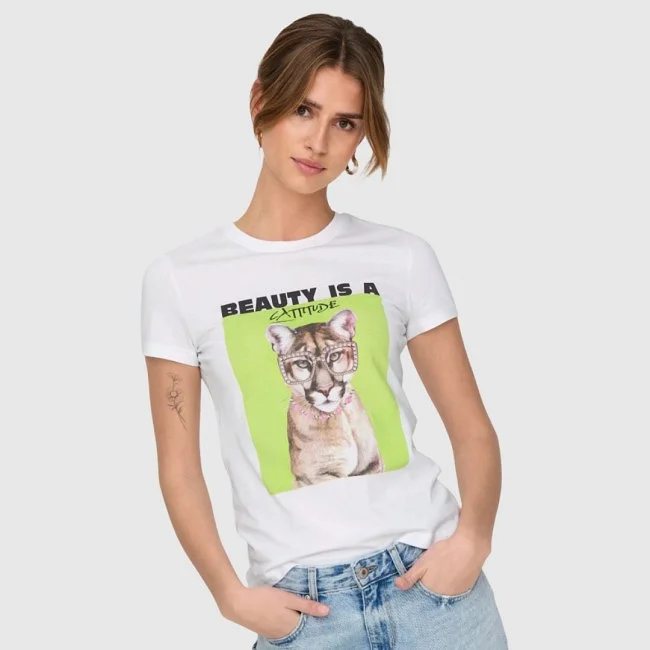 Camiseta ONLY Blanca Mujer