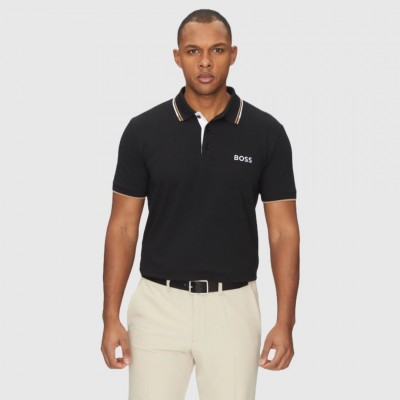 Polo Boss Negro Hombre Logo...