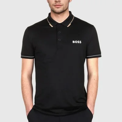 Polo Boss Negro Hombre Logo...
