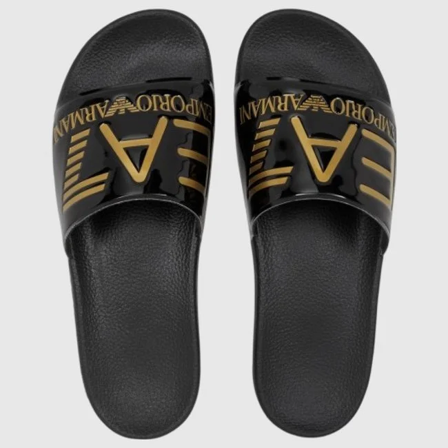 Chanclas Armani Negras y Doradas Hombre Chanclas Armani Negras y Doradas Hombre