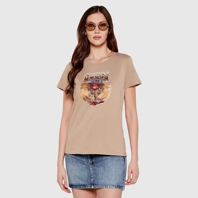 Camiseta Guess Marrón Mujer...