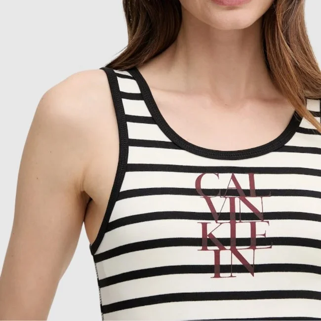 Vestido Calvin Klein Rayas Mujer Vestido Calvin Klein Rayas Mujer