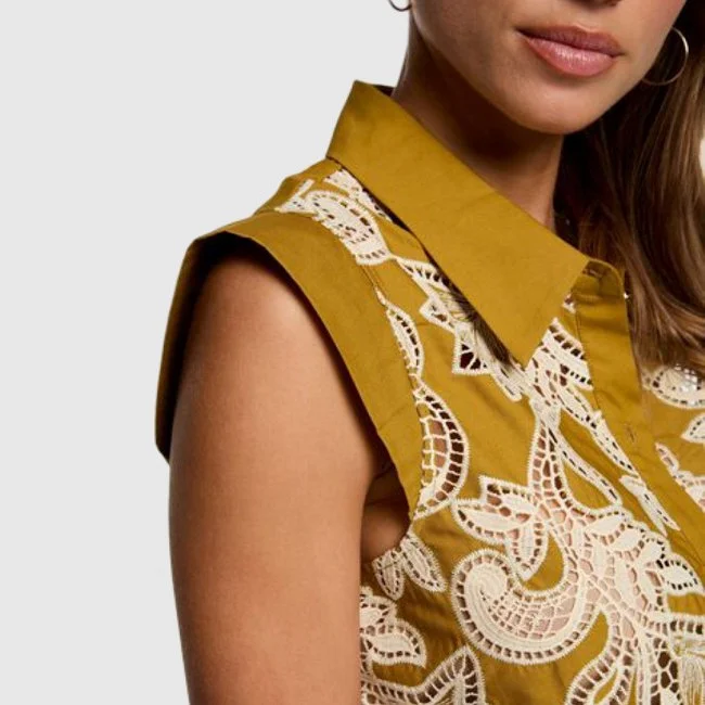 Camiseta Morgan Mostaza Mujer