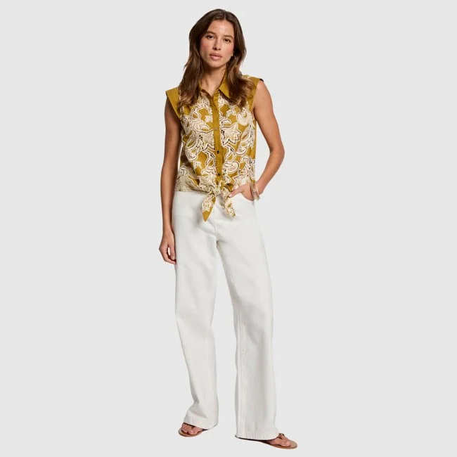 Camiseta Morgan Mostaza Mujer