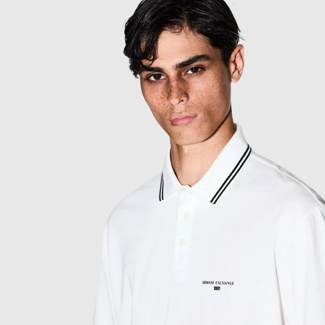 Polo Armani Exchange Blanco Hombre