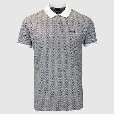 Polo Boss Gris y Blanco Hombre