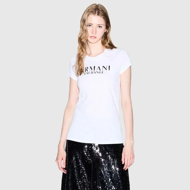 Camiseta Armani Exchange Blanca Mujer Camiseta Armani Exchange Blanca Mujer
