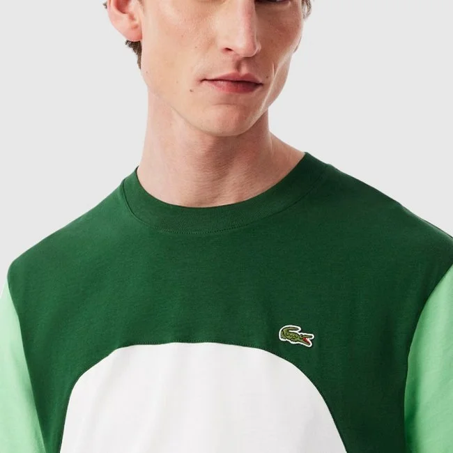 Camiseta Lacoste Verde y Blanca Hombre