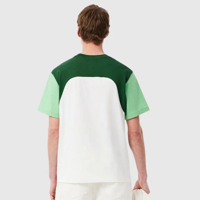 Camiseta Lacoste Verde y Blanca Hombre