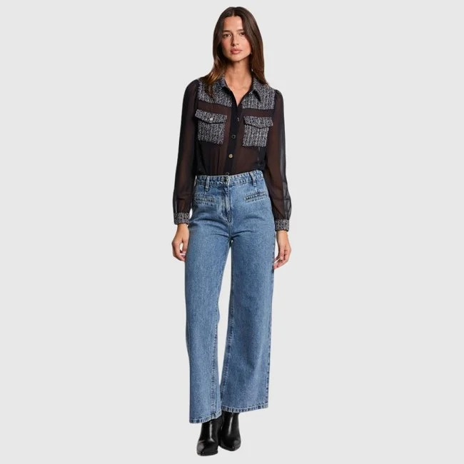 Camisa Morgan Azul Marino Mujer