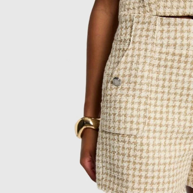 Pantalón Corto Morgan Cuadros Mujer